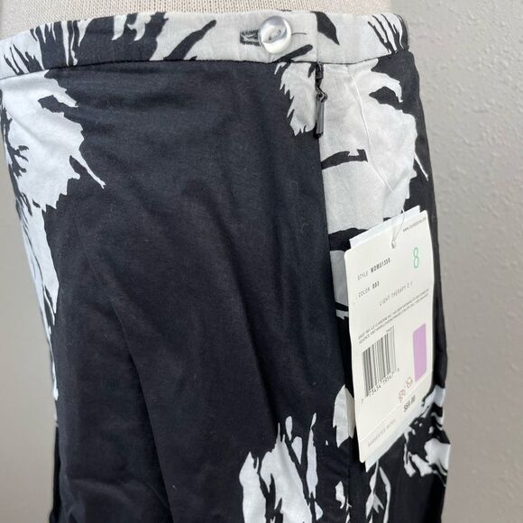 NWT Liz Claiborne Black and White Floral Midi Skirt Size 8 - Picture 4 of 7